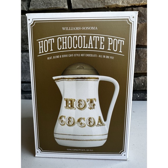 Chef'n Other - Williams & Sonoma Vintage Style Hot Chocolate Pot Cocoa Frother Carafe 32oz NEW
